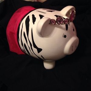 🌴SALE🌴 Zebra pink tutu and crown piggy bank.