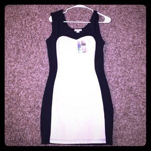 Black and creme fitted dress