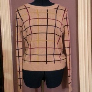 Checker print tan sweater