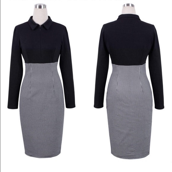 Plaid Bottom Pencil Dress