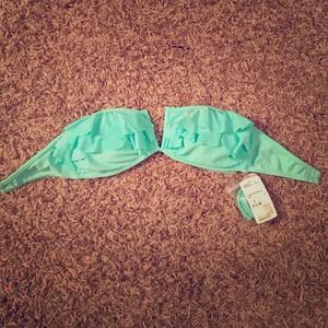 Mint Strapless Ruffle Swim Top