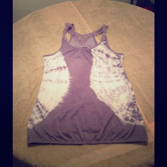 Tie-dye purple and white knit tank