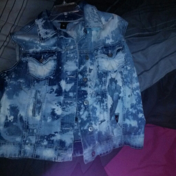 Ripped , bleached jean jacket