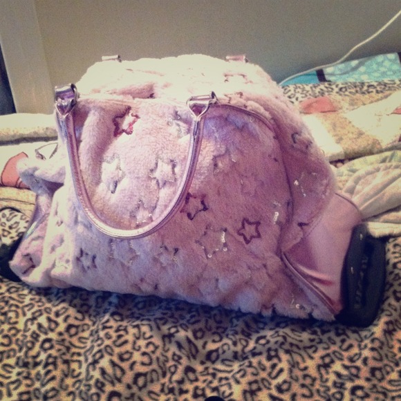Suitcase, soft pink, sequinced stars