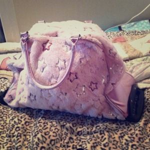 Suitcase, soft pink, sequinced stars