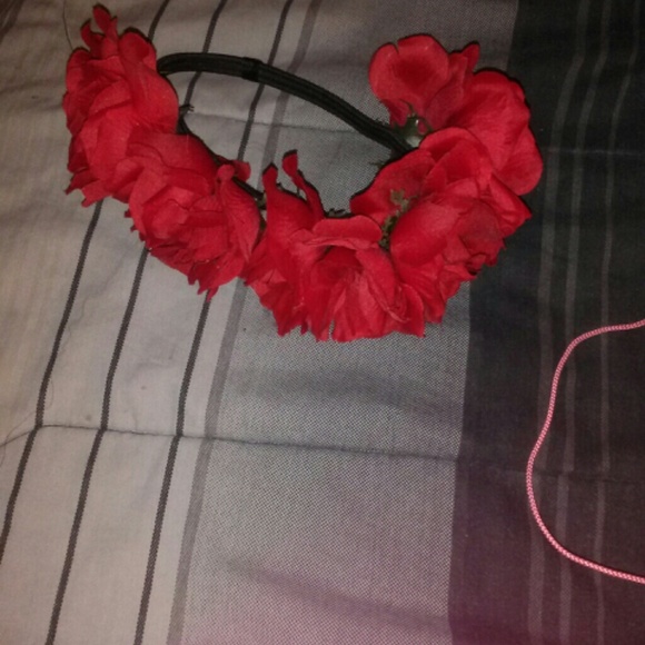 Red floral headband