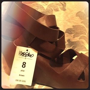 NWT strappy covered wedge heel