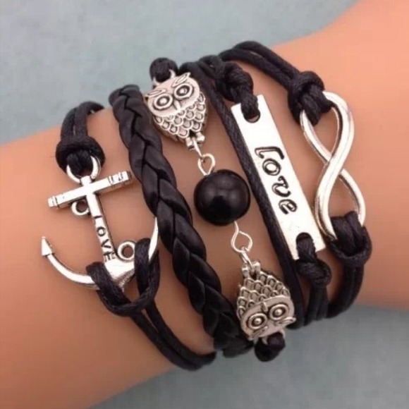 Infinity love owl anchor bracelet