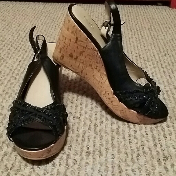 Black wedge sandals