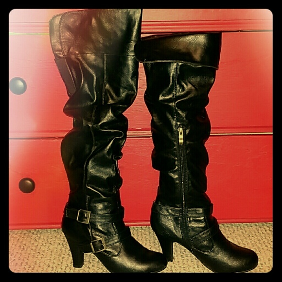 Black knee high boots
