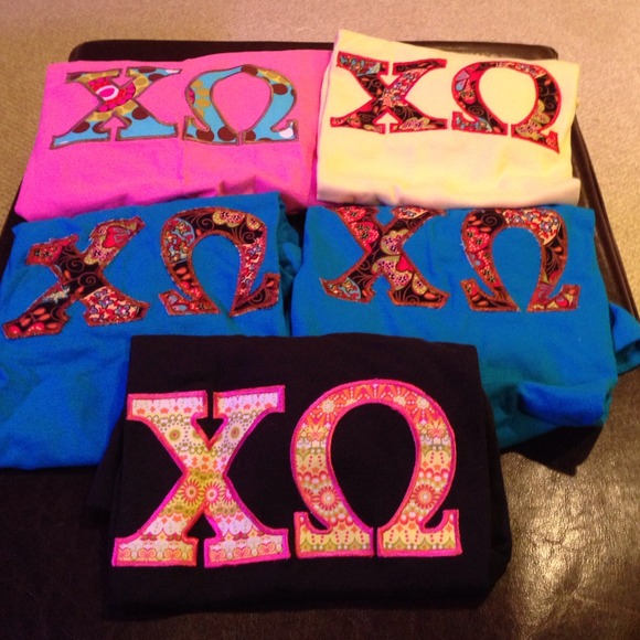 CHI OMEGA letter t shirts