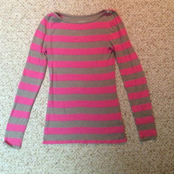 Long sleeve pink and tan striped shirt