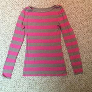 Long sleeve pink and tan striped shirt