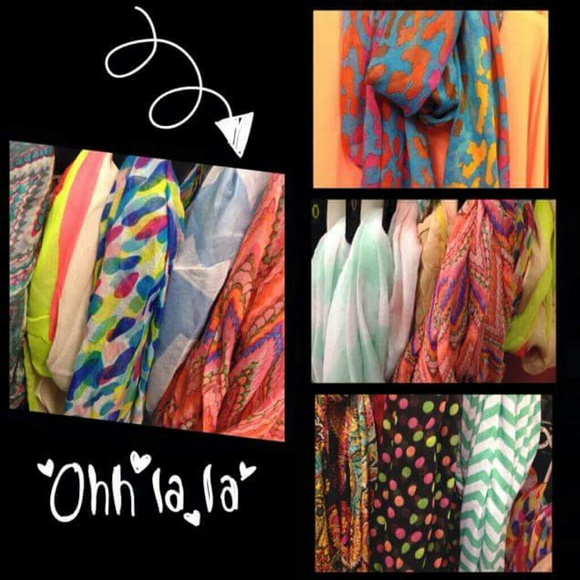 Assorted scarves. $18 each.