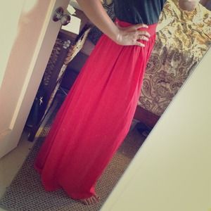 Long red high waisted banana republic skirt