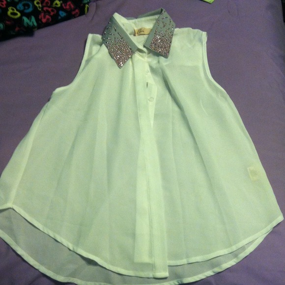 White And Pink Collared Shirt.