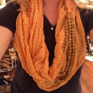 Yellow infinity scarf with beads
