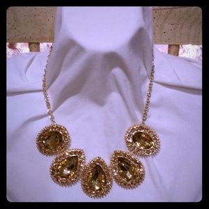 Gold & Yellow Topaz Color Fashion Necklace