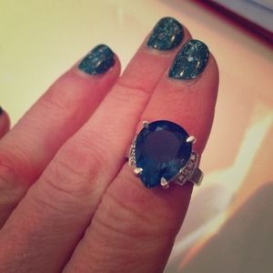 Beautiful Deep Blue/Green Topaz Cocktail Ring