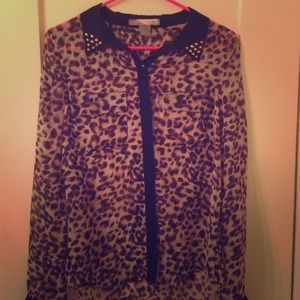 Sheer leopard flowy blouse