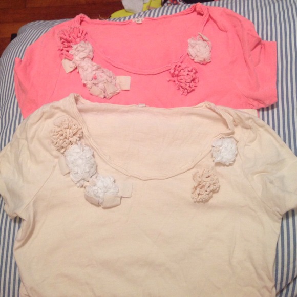 Set of 2 J.Crew Flower Tees - Picture 1 of 1