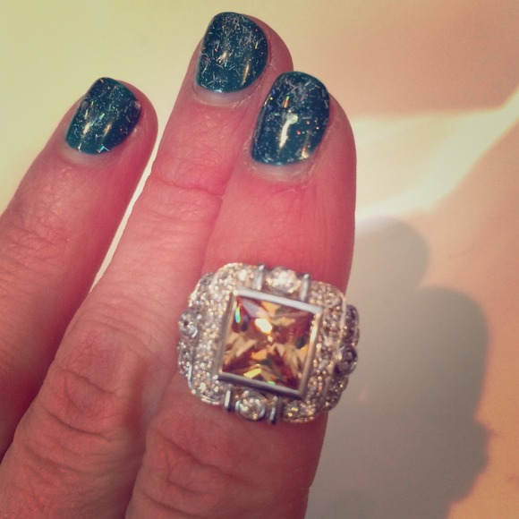 Yellow/Orange Citrine & White Topaz Cocktail Ring