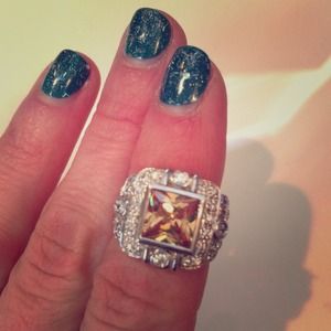 Yellow/Orange Citrine & White Topaz Cocktail Ring