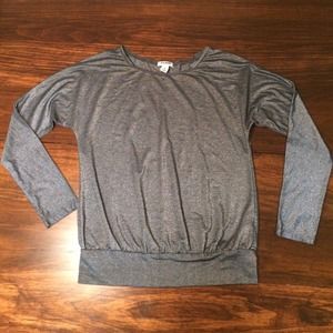 Gray long sleeved shiny top