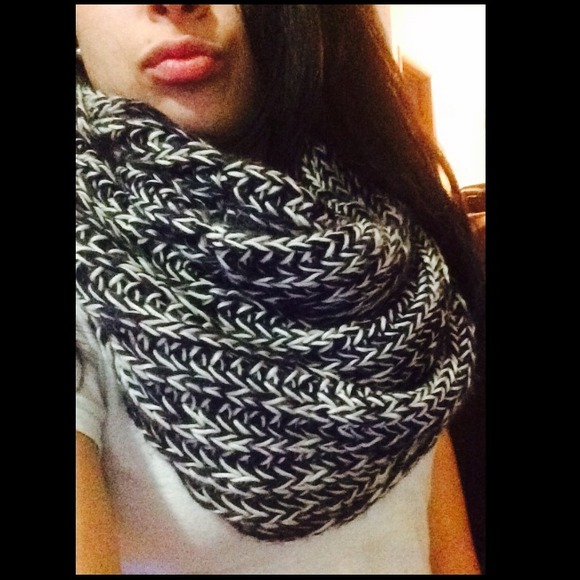 Navy blue and white marbled infinity scarf!