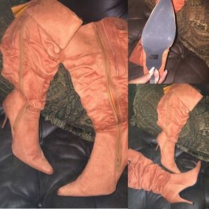 Orange suede boots