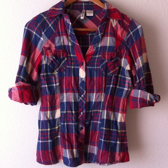 Red and Blue Plaid Shirt. Size Large.