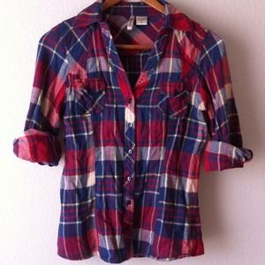 Red and Blue Plaid Shirt. Size Large.