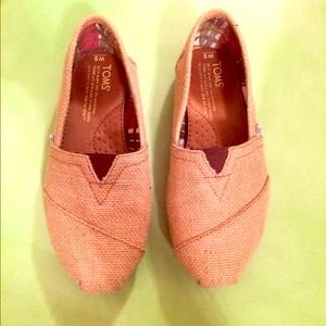 TOMS Tan Burlap Slip-Ons