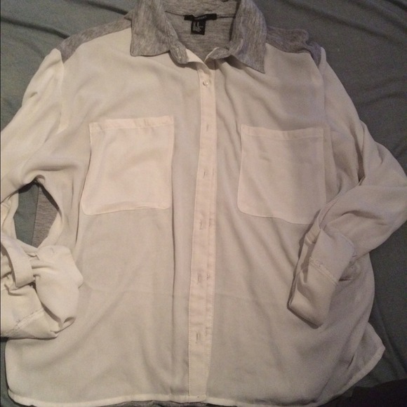 Forever 21 chiffon and cotton button down. Medium. - Picture 3 of 3