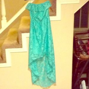 Trixxi Aqua High Low Lace Summer Dress
