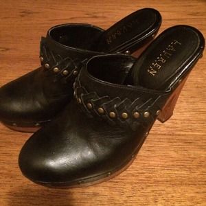 Black Ralph Lauren leather heels - clogs