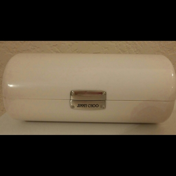 Jimmy Choo white Sun glasses case with cloth