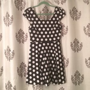 Black and White Polka Dotted Flare Dress