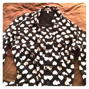 EXPRESS PORTOFINO B&W HEARTS SHIRT