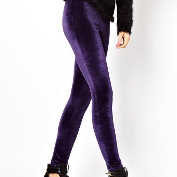 Purple velvet leggings size S