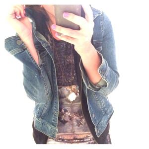 Aqua denim Jacket with attached hoodie inside