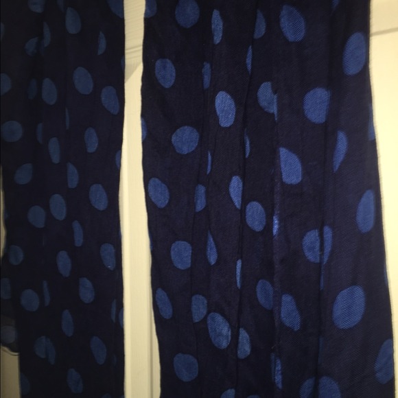 Long blue polka dot scarf