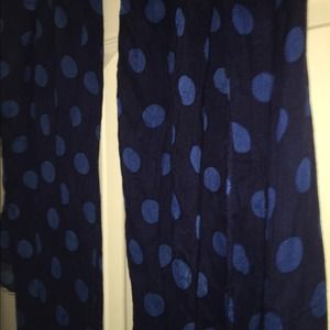Long blue polka dot scarf