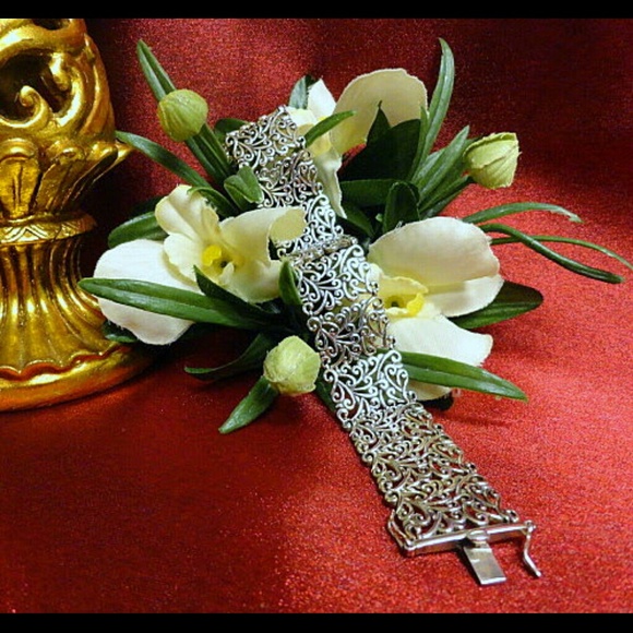 STERLING SILVER ORNATE FILIGREE BRACELET - Picture 3 of 4