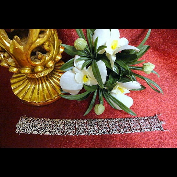 STERLING SILVER ORNATE FILIGREE BRACELET - Picture 4 of 4