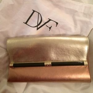 Diane Von Furstenberg gold and rose gold clutch