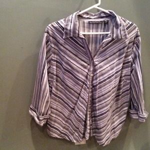 3/4 sleeve diagonal stripped blouse