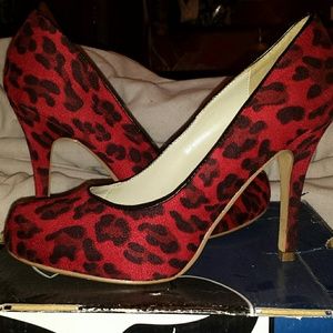 Red leopard print heels