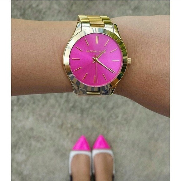MICHAEL Michael Kors Accessories - Michael Kors Slim Runway Pink Gold tone Watch