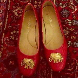 Diana E Kelly Red Elephant brooch flats, like new